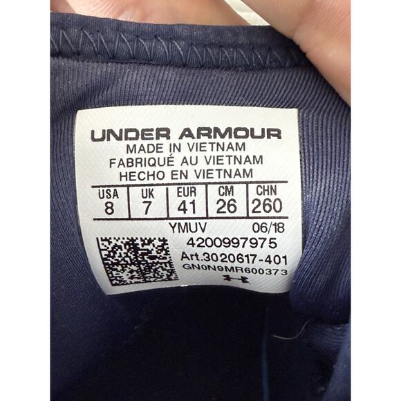 Under Armour Size 8 HOVR Havoc Basketball Shoes Midnight Navy White Sneakers - Picture 8 of 9